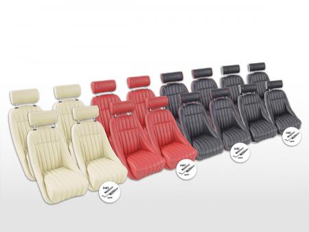 FK Oldtimersitze Αυτοκίνητο καθίσματα με πλήρη κάδο Σετ Montgomery με προσκέφαλο [διαφορετικά χρώματα] με και χωρίς ράγες 