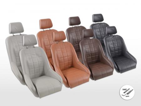 Klasyczne foteliki samochodowe FK, pełne fotele kubełkowe, zestaw Retro-Piazza [różne kolory] wraz z szynami jezdnymi 