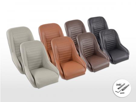Klasyczne foteliki samochodowe FK, pełne fotele kubełkowe, zestaw w stylu retro 1 [różne kolory] wraz z szynami jezdnymi 