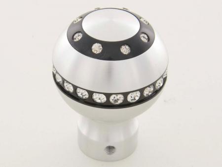 Botão da engrenagem em alumínio com cristais, superfície cromada 
