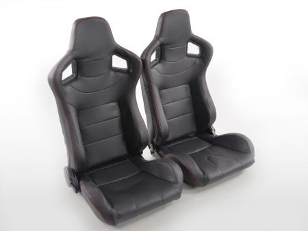 Fotele sportowe FK Zestaw półskorupowych foteli samochodowych o wyglądzie karbonowej skóry syntetycznej czarny 