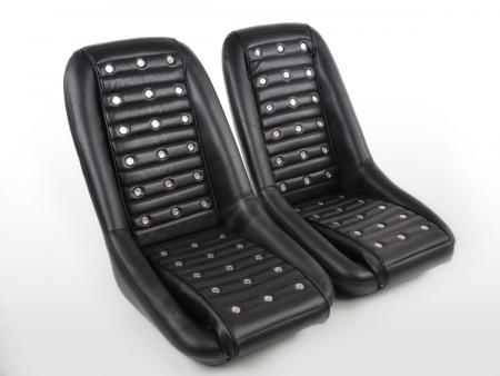 FK Oldtimersitze Araba tam kova koltukları Set Classic 1 siyah sentetik deri 