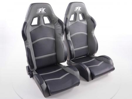FK sports seats Auto half-shell seats Set Cyberstar synthetic leather black / gray black / gray