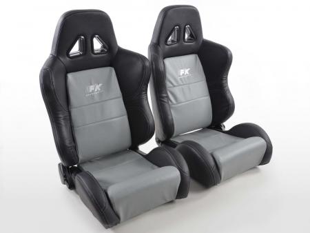 FK sport seats car half-shell seats set Dallas in motorsport look gray / black grey black