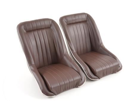FK eski model araba koltukları arabanın tam çanak koltukları retro görünümlü koyu kahverengi/beyaz kullanılmış 