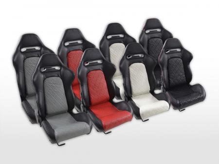 Fotele sportowe FK Fotele półskorupowe Auto Zestaw ze skóry syntetycznej Detroit z szynami jezdnymi [różne kolory] 