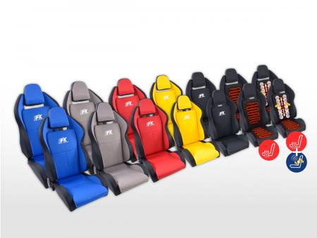 Sportowe fotele FK Auto półskorupowe fotele Set Race 5 w stylu sportów motorowych [różne kolory] [ogrzewanie foteli i masaż] 