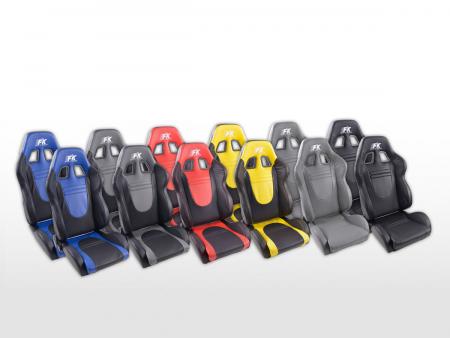 Sportowe fotele FK Auto półskorupowe fotele Zestaw Racecar w stylu sportów motorowych skóra syntetyczna [różne kolory] 