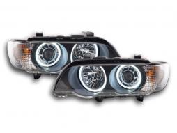 Sada světlometů Xenon Angel Eyes LED BMW X5 E53 00-03 černá 