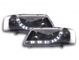 Farol de luz diurna LED DRL visual Audi A3 tipo 8L 96-00 preto 