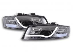 Sada světlometů Daylight LED DRL vzhled Audi A4 typ 8E 01-04 černá pro pravostranné řízení 
