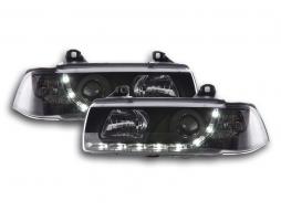 Scheinwerfer Set Daylight LED Tagfahrlicht BMW 3er E36 Limo/Touring schwarz für Rechtslenker 