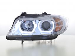 Conjunto de faróis Xenon Daylight LED DRL look BMW 3-series E90 / E91 05-08 cromado 