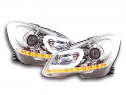 Scheinwerfer Set Daylight LED TFL-Optik Mercedes C-Klasse W204  11-14 chrom 