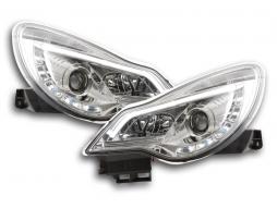 Päivänvalot LED-päiväajovalot Opel Corsa D vuodesta 2011 alkaen kromi oikeanpuoleisiin ajoneuvoihin 