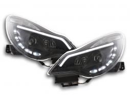 Kompleti i fenerëve Dite LED Dritat e drejtimit të ditës Opel Corsa D të vitit 2011 të zeza për timonin e djathtë 
