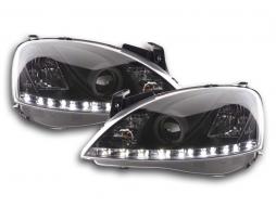 Scheinwerfer Set Daylight LED TFL-Optik Opel Corsa C  01-06 schwarz 