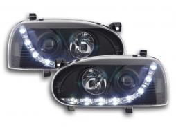 Sada světlometů denní svícení LED TFL optika VW Golf 3 typ 1HXO 1EXO 91-97 černá 