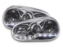 Scheinwerfer Set Daylight LED TFL-Optik VW Golf 4 Typ 1J  98-03 chrom 