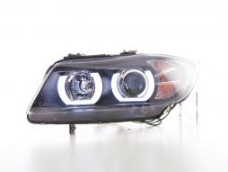 Juego de faros delanteros Xenon Daylight LED DRL look BMW Serie 3 E90 / E91 05-08 negro 