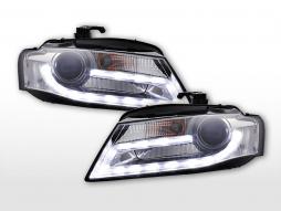 Fényszórókészlet Xenon Daylight LED nappali lámpák Audi A4 B8 8K 07-11 króm 