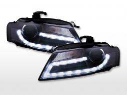 Koplampset Xenon Daylight LED dagrijverlichting Audi A4 B8 8K 07-11 zwart 