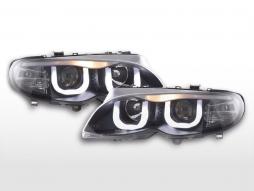 Angel eye headlights BMW 3-series E46 Limo / Touring 02-04 black 