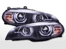 Nappali fényszórók LED-es nappali menetlámpákkal BMW X5 E70 2008-2010 fekete 