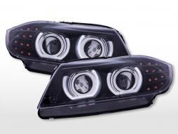 Nappali fényszórók LED parkolólámpákkal BMW 3-as sorozat E90/E91 2005-2012 fekete 