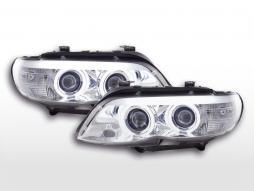 Headlights set Xenon Daylight CCFL DRL look BMW X5 E53 04-06 chrome 