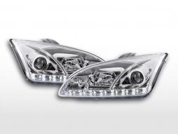 Scheinwerfer Set Daylight LED TFL-Optik Ford Focus 4/5-trg.  05-08 chrom für Rechtslenker 