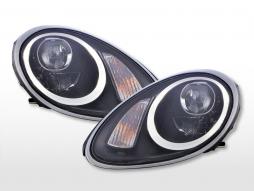 Zestaw reflektorów Xenon Daylight LED DRL wygląd Porsche Boxster (987) 04-08 czarny 