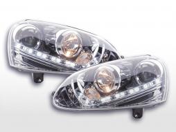 Sada světlometů Daylight LED denní svícení VW Golf 5 03-08 chrom 