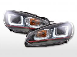 Juego de faros Luces diurnas LED Luces diurnas VW Golf 6 08-12 negro GTI look 