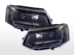 Halogen Scheinwerfer Set LED Tagfahrlicht VW T5 Bj. 10-15 schwarz 