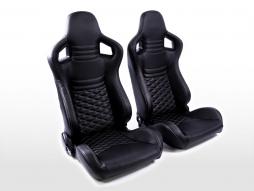 FK sport seats half-shell car seats set carbon look black / white 