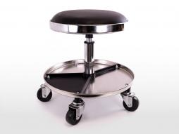 Heavy duty crawl seat - Exclusive rollable workshop stool black / chrome 