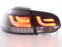Komplet świateł tylnych LED VW Golf 6 typ 1K 2008 do 2012 czarny ze kierunkowskazami LED 