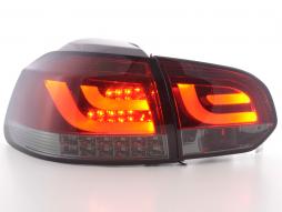 Luzes traseiras LED definidas VW Golf 6 tipo 1K 2008 a 2012 vermelho / preto com indicadores LED 