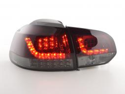 Conjunto de luzes traseiras LED VW Golf 6 tipo 1K 2008-2012 vermelho / preto com indicadores LED para direção à direita 