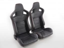 Asientos deportivos FK juego de asientos de coche con media carcasa de cuero sintético efecto carbono negro 