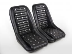 FK Oldtimersitze Juego de asientos de cubo completos para automóvil Classic 1 cuero sintético negro sin reposacabezas sin rieles de deslizamiento 