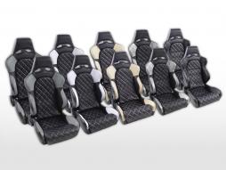 FK-sportstoelen met halfschalen autostoelen in Las Vegas in motorsportlook met doorgestikte naden [verschillende kleuren] 