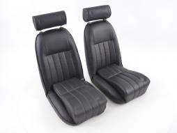 FK Oldtimer Car full bucket seats Set Classic 4 black with headrest 