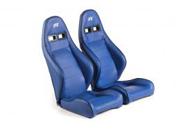 FK sport seats car half-shell seats Set Dortmund artificial leather blue piping white 